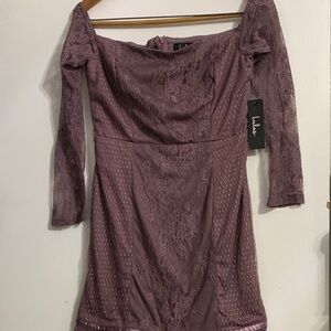 Lulu's Dusty Rose Lace Long Sleeve Dress